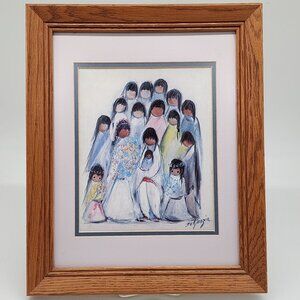 DE Grazia Oak Framed Print Native American Children Family 8" x 10"